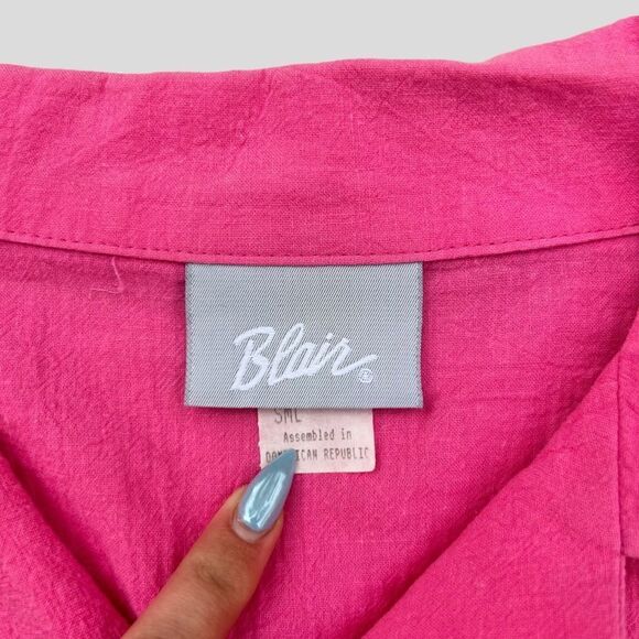 Vintage 100% Cotton Barbie Pink Button Down Blouse - Picture 4 of 6